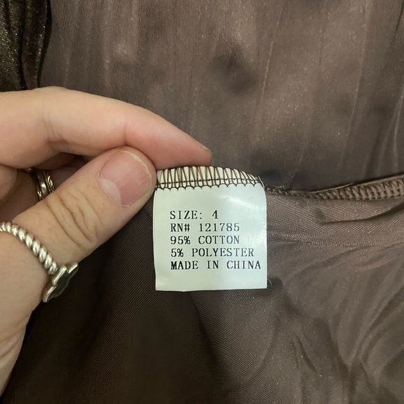 Surrealist EUC brown velvet open front cardigan with applique floral size 4 - Picture 4 of 6